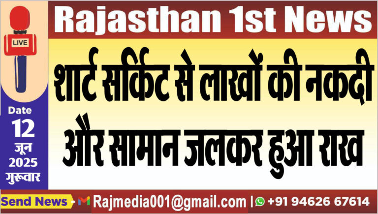 Read more about the article शार्ट सर्किट से लाखों की नकदी और सामान जलकर हुआ राख
