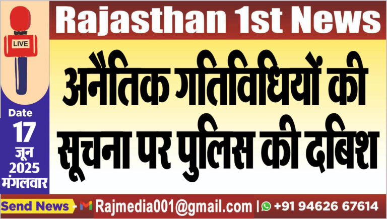 Read more about the article अनैतिक गतिविधियों की सूचना पर पुलिस की दबिश-Bikaner News