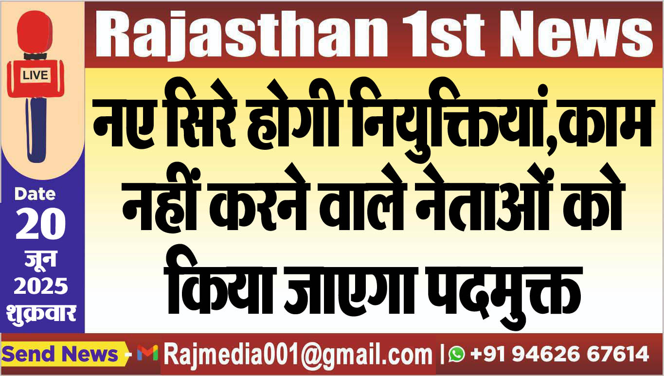 You are currently viewing नए सिरे होगी नियुक्तियां,काम नहीं करने वाले नेताओं को किया जाएगा पदमुक्त-Rajasthan News