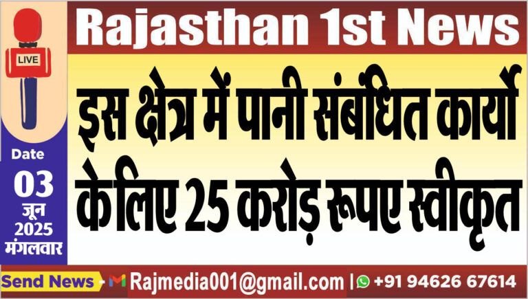 Read more about the article इस क्षेत्र में पानी संबंधित कार्यो के लिए 25 करोड़ रूपए स्वीकृत