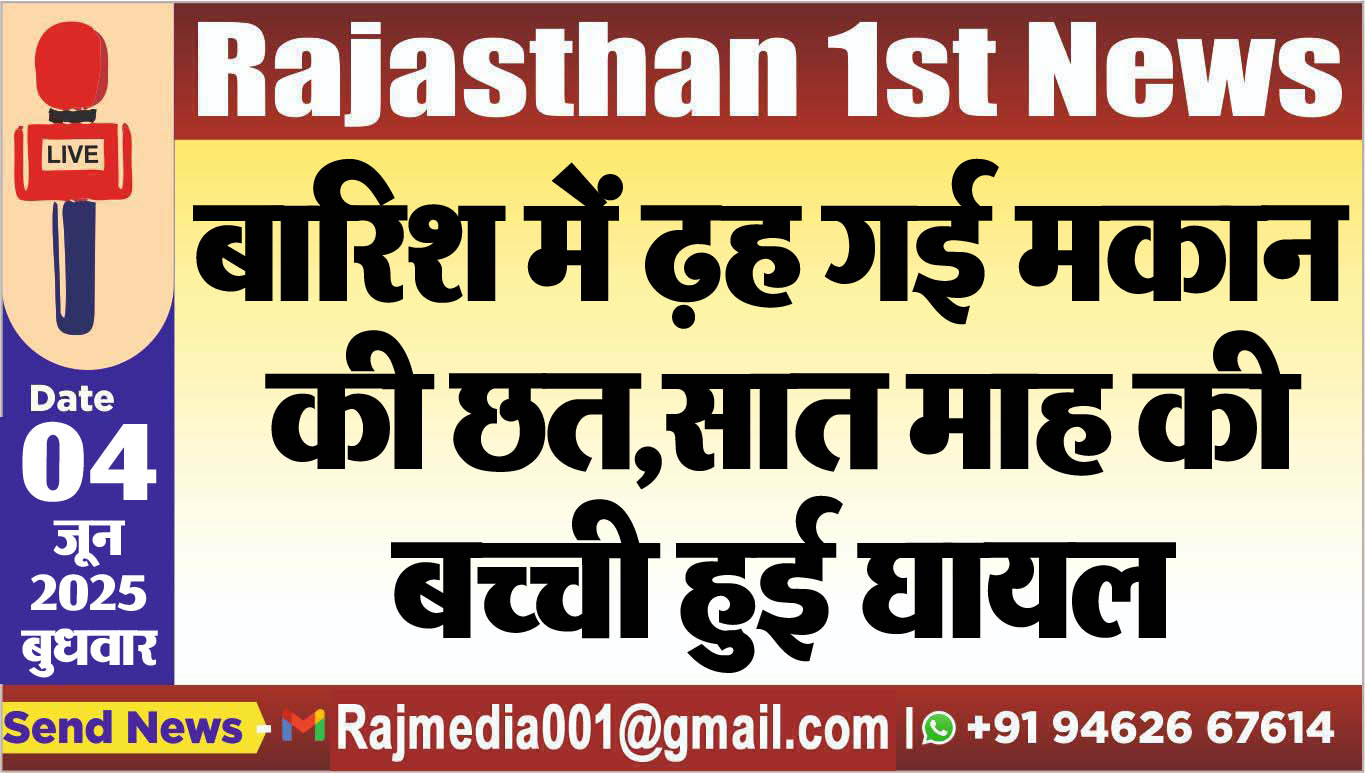 You are currently viewing बारिश में ढ़ह गई मकान की छत,सात माह की बच्ची हुई घायल-Bikaner News