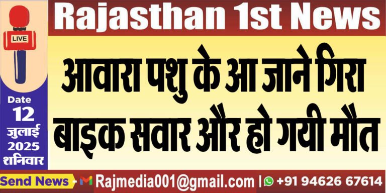 Read more about the article आवारा पशु के आ जाने गिरा बाइक सवार और हो गयी मौत-Bikaner News 