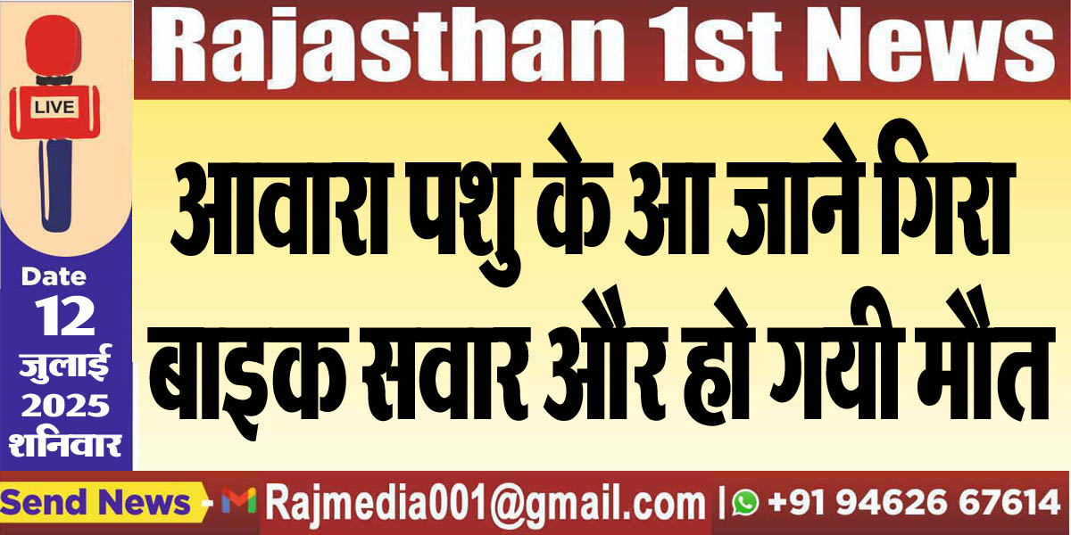 You are currently viewing आवारा पशु के आ जाने गिरा बाइक सवार और हो गयी मौत-Bikaner News 