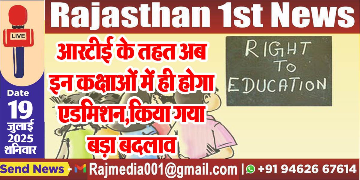 आरटीई के तहत अब इन कक्षाओं में ही होगा एडमिशन,किया गया बड़ा बदलाव-Education News