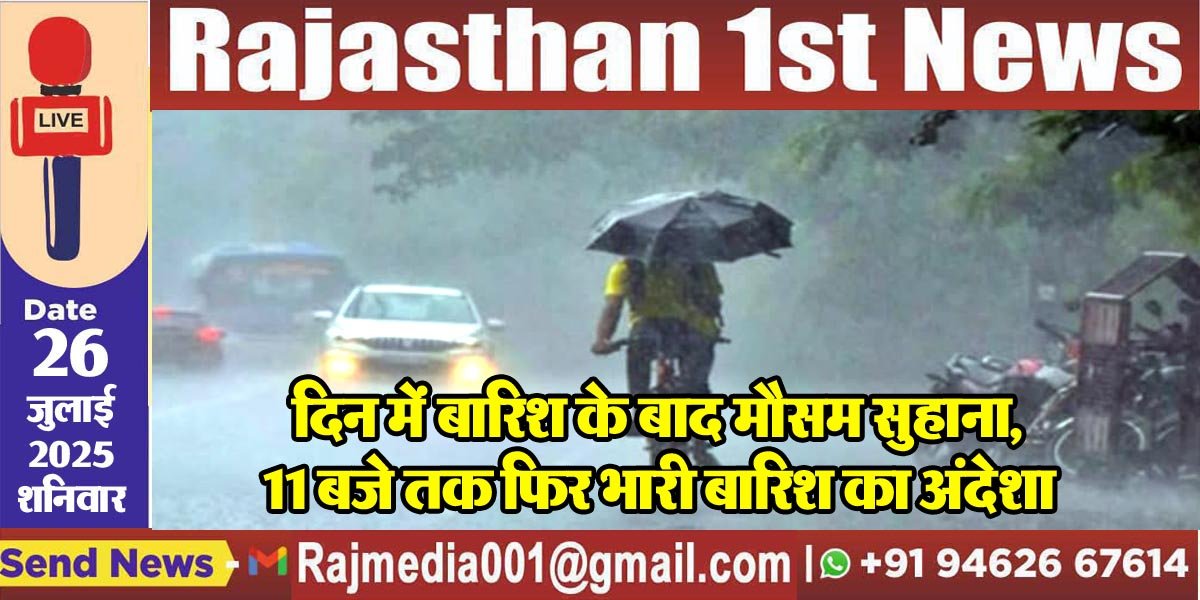 दिन में बारिश के बाद मौसम सुहाना,11 बजे तक फिर भारी बारिश का अंदेशा-Bikaner News