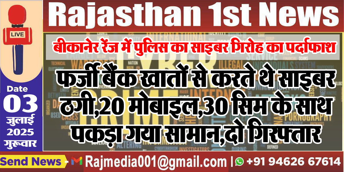 Read more about the article फर्जी बैंक खातों से करते थे साइबर ठगी,20 मोबाइल,30 सिम के साथ पकड़ा गया सामान,दो गिरफ्तार-cyber alert