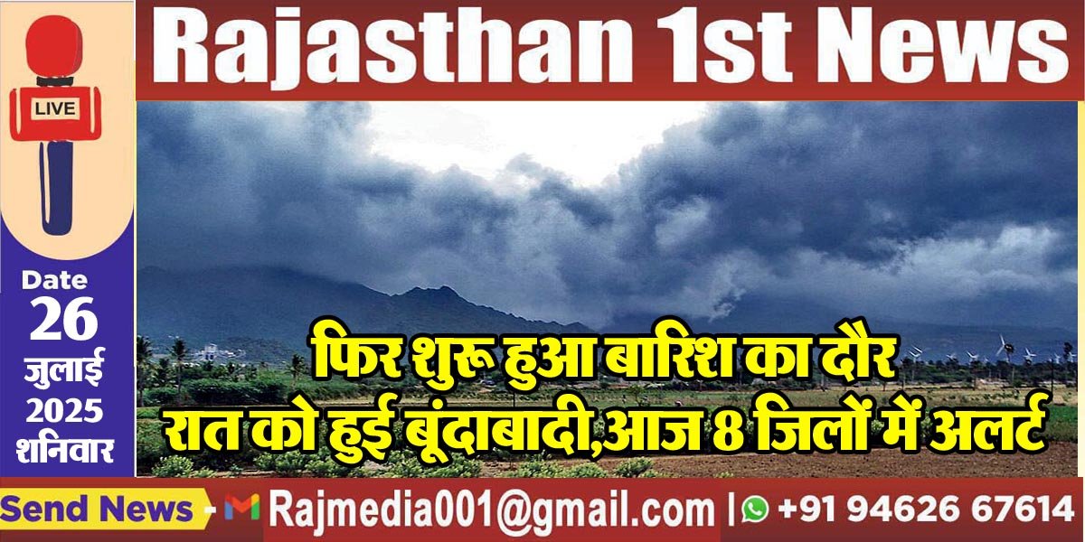 You are currently viewing फिर शुरू हुआ बारिश का दौर,रात को हुई बूंदाबादी,आज 8 जिलों में अलर्ट-Weather Update