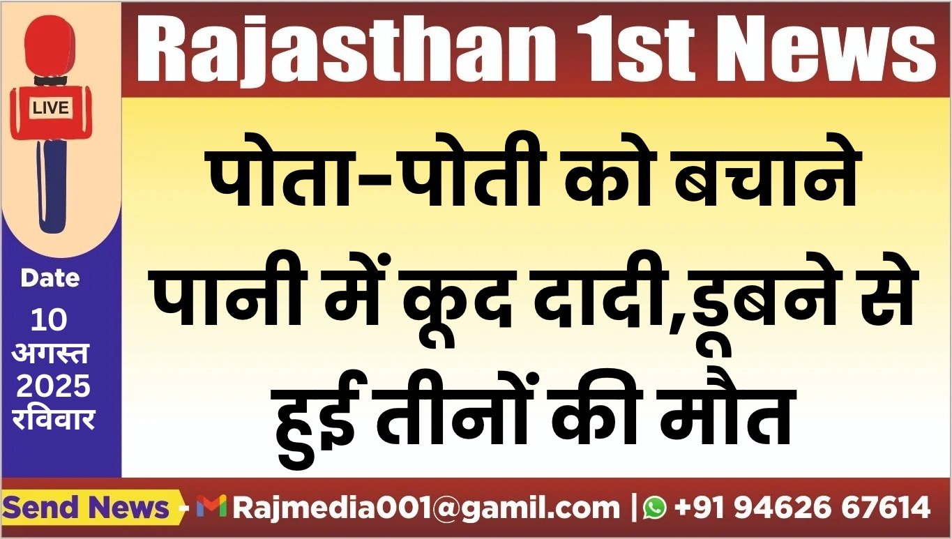 पोता-पोती को बचाने पानी में कूद दादी,डूबने से हुई तीनों की मौत-Rajasthan News 