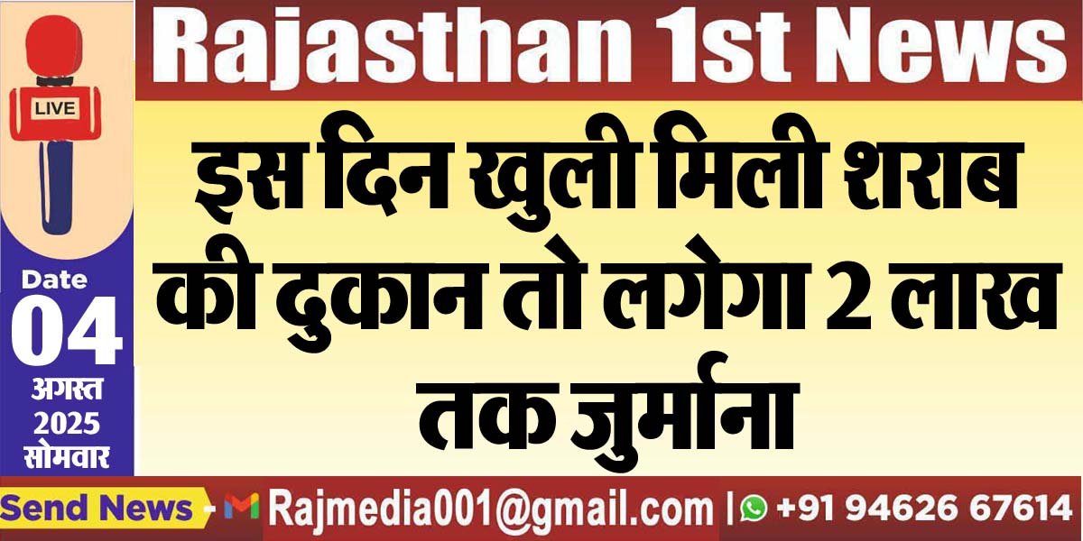 इस दिन खुली मिली शराब की दुकान तो लगेगा 2 लाख तक जुर्माना-Bikaner News