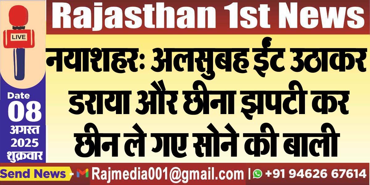 You are currently viewing नयाशहर: अलसुबह ईंट उठाकर डराया और छीना झपटी कर छीन ले गए सोने की बाली-Bikaner News 