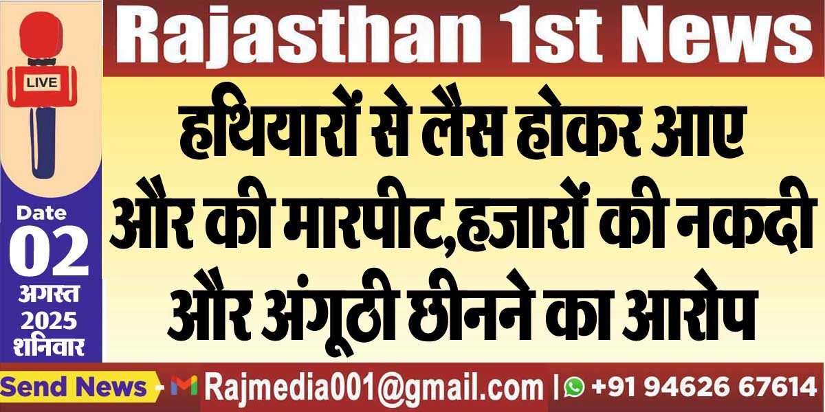 You are currently viewing हथियारों से लैस होकर आए और की मारपीट,हजारों की नकदी और अंगूठी छीनने का आरोप-Bikaner News 