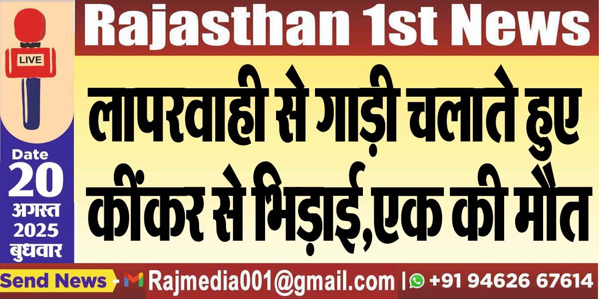 लापरवाही से गाड़ी चलाते हुए कींकर से भिड़ाई,एक की मौत