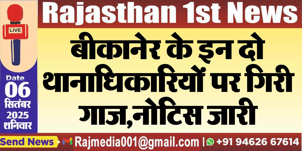बीकानेर के इन दो थानाधिकारियों पर गिरी गाज,नोटिस जारी