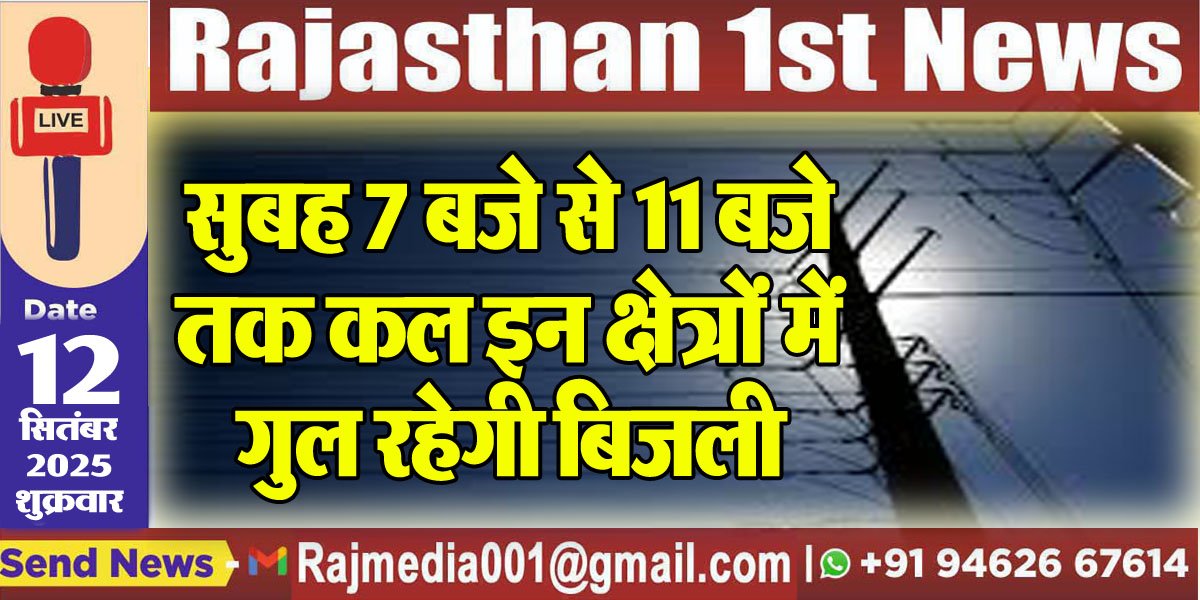 सुबह 7 बजे से 11 बजे तक कल इन क्षेत्रों में गुल रहेगी बिजली-Power Cut