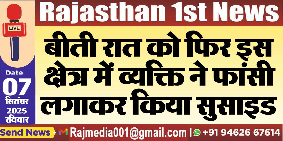 बीती रात को फिर इस क्षेत्र में व्यक्ति ने फांसी लगाकर किया सुसाइड-Bikaner News 
