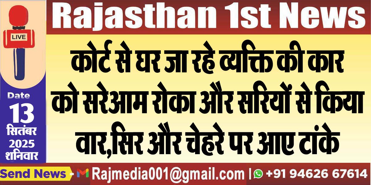 कोर्ट से घर जा रहे व्यक्ति की कार को सरेआम रोका और सरियों से किया वार,सिर और चेहरे पर आए टांके-Bikaner News 