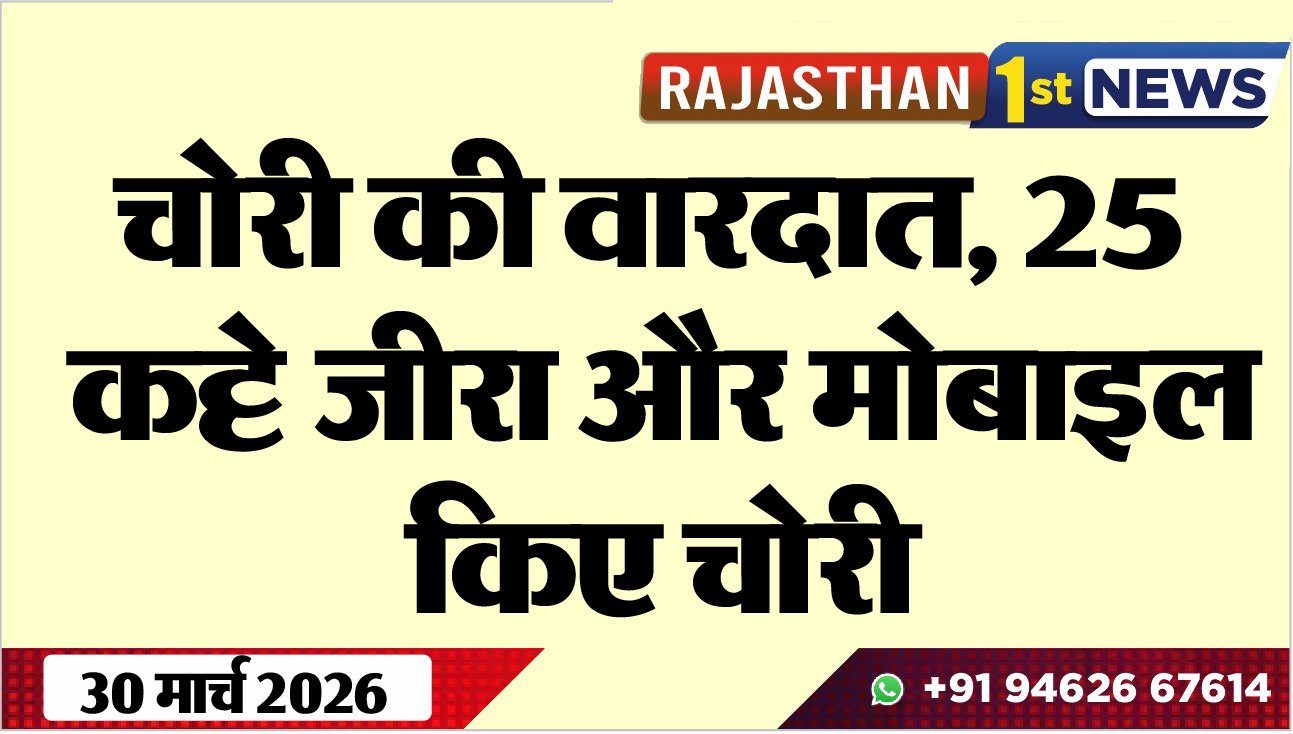 चोरी की वारदात: 25 कट्टे जीरा और मोबाइल किए चोरी-Bikaner News