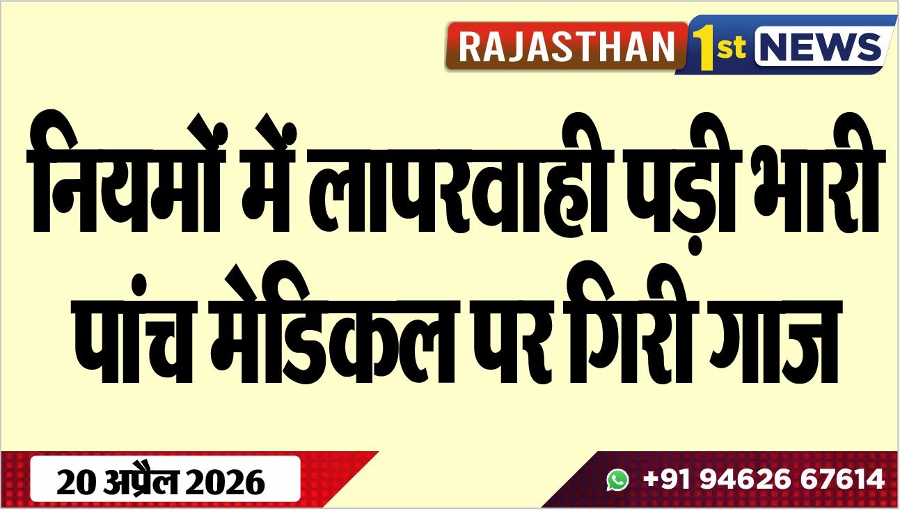 नियमों में लापरवाही पड़ी भारी, पांच मेडिकल पर गिरी गाज