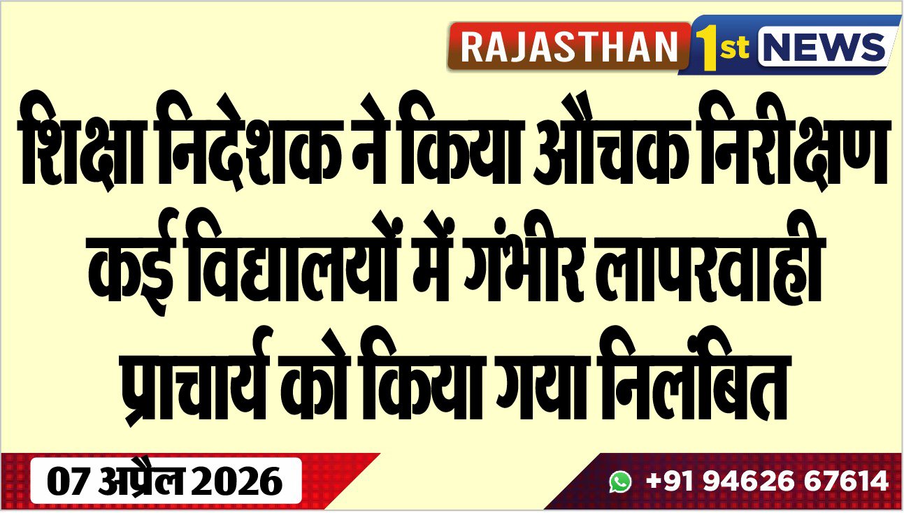 शिक्षा निदेशक ने किया औचक निरीक्षण, कई विद्यालयों में गंभीर लापरवाही, प्राचार्य को किया गया निलंबित