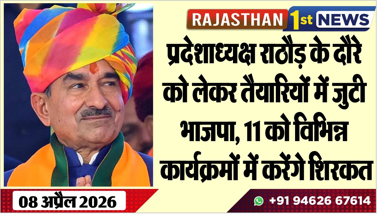 प्रदेशाध्यक्ष राठौड़ के दौरे को लेकर तैयारियोंं में जुटी भाजपा: 11 को विभिन्न कार्यक्रमों में करेंगे शिरकत