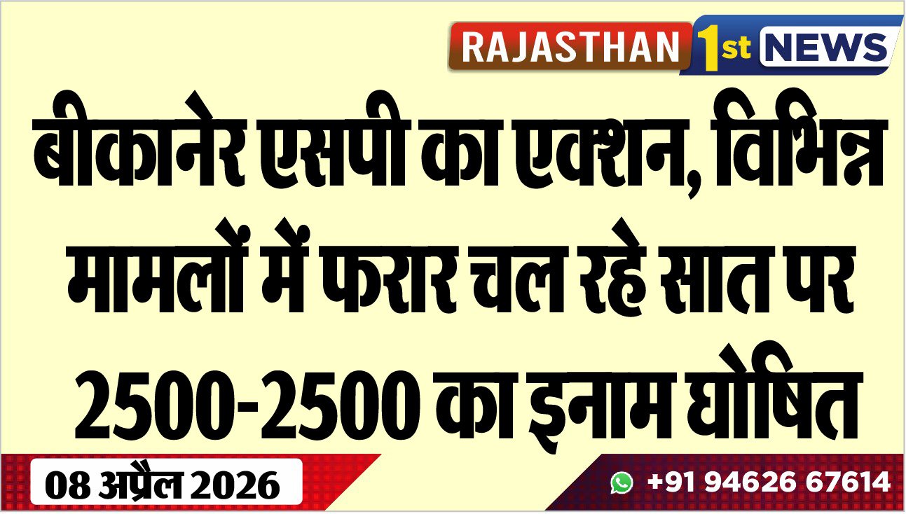 बीकानेर एसपी का एक्शन: विभिन्न मामलों में फरार चल रहे सात पर 2500-2500 का इनाम घोषित
