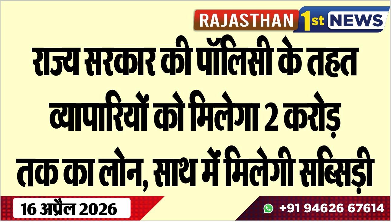 राज्य सरकार की पॉलिसी के तहत व्यापारियों को मिलेगा 2 करोड़ तक का लोन, साथ मेंं मिलेगी सब्सिड़ी, पढ़ें खबर