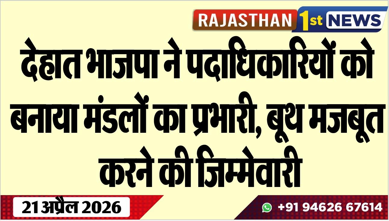 देहात भाजपा ने पदाधिकारियों को बनाया मंडलों का प्रभारी, बूथ मजबूत करने की जिम्मेवारी