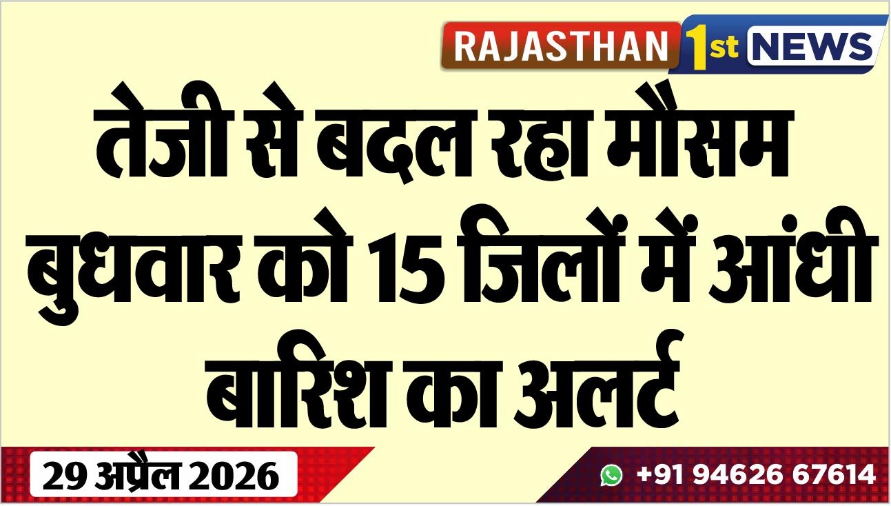 तेजी से बदल रहा मौसम, बुधवार को 15 जिलों में आंधी-बारिश का अलर्ट