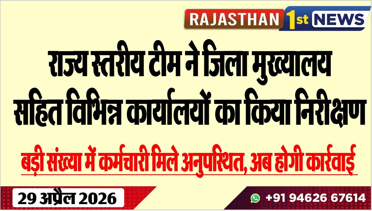 राज्य स्तरीय टीम ने जिला मुख्यालय सहित विभिन्न कार्यालयों का किया निरीक्षण: बड़ी संख्या में कर्मचारी मिले अनुपस्थित, अब होगी कार्रवाई