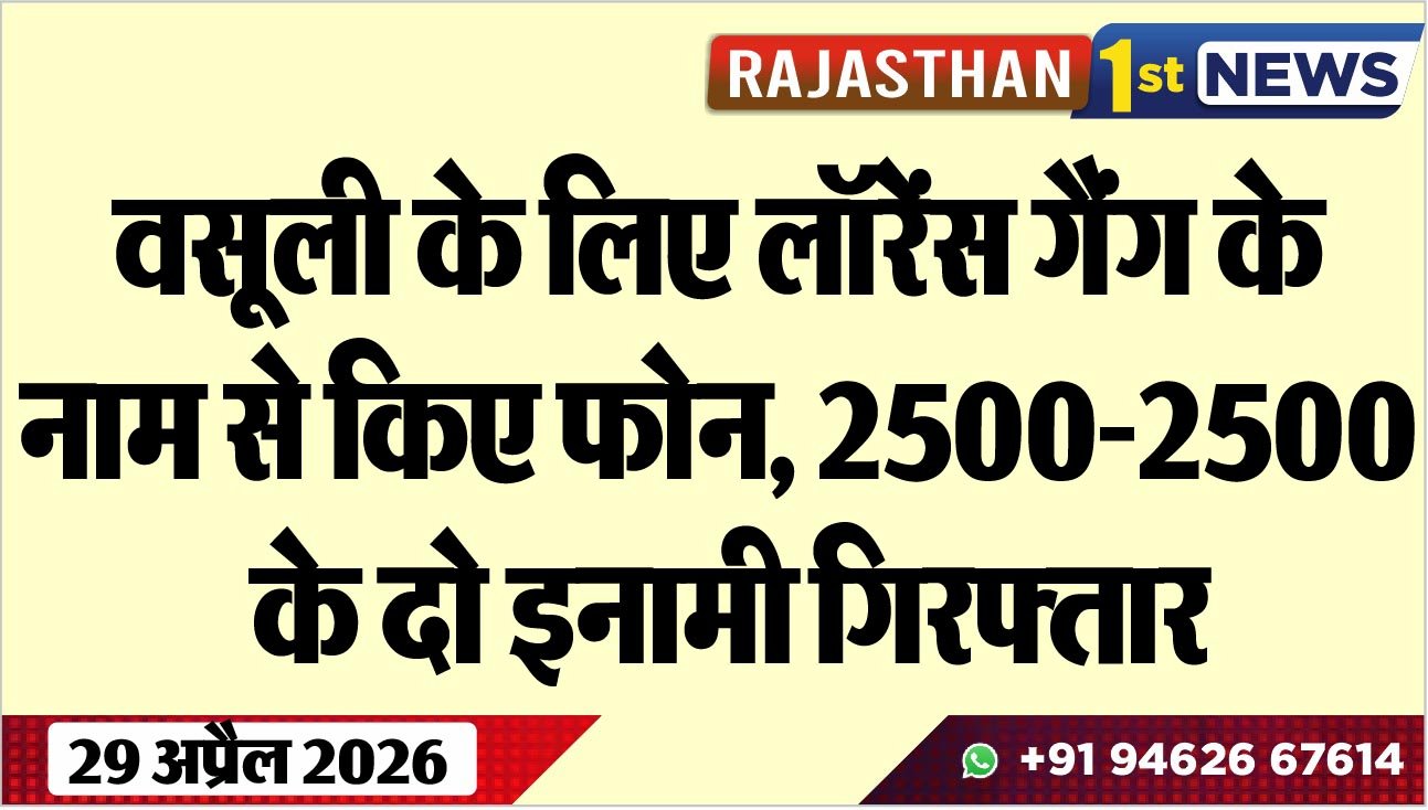 वसूली के लिए लॉरेंस गैंग के नाम से किए फोन, 2500-2500 के दो इनामी गिरफ्तार