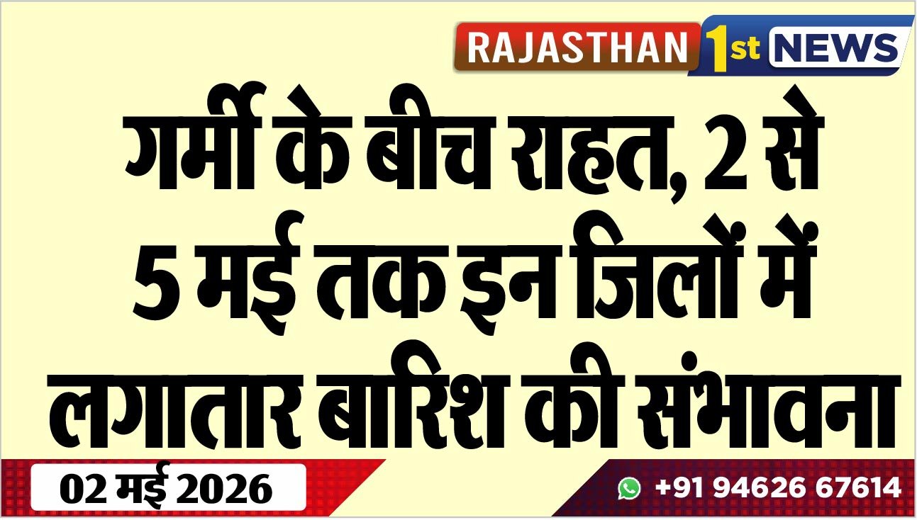 गर्मी के बीच राहत, 2 से 5 तक इन जिलों में लगातार बारिश की संभावना