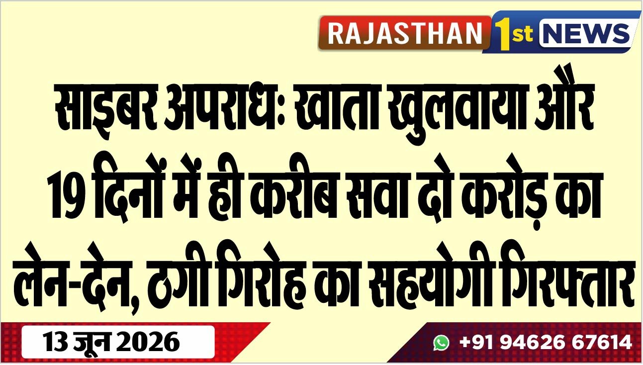 साइबर अपराध: खाता खुलवाया और 19 दिनों में ही करीब सवा दो करोड़ का लेन-देन, ठगी गिरोह का सहयोगी गिरफ्तार