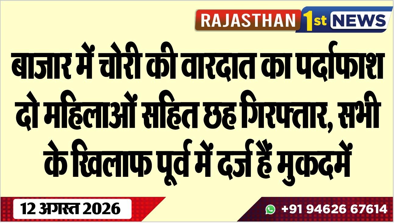 बाजार में चोरी की वारदात का पर्दाफाश, दो महिलाओं सहित छह गिरफ्तार, सभी के खिलाफ पूर्व में दर्ज हैं मुकदमेंं