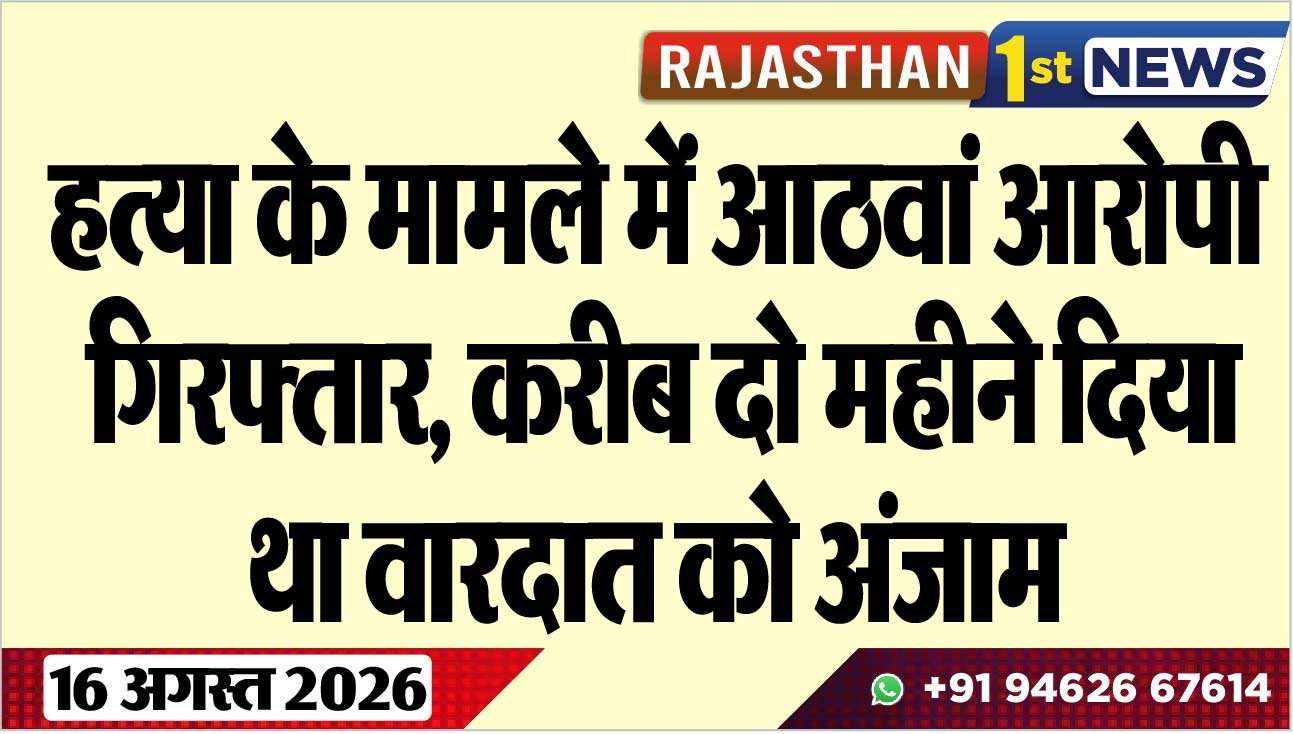 हत्या के मामले में आठवां आरोपी गिरफ्तार, करीब दो महीने दिया था वारदात को अंजाम