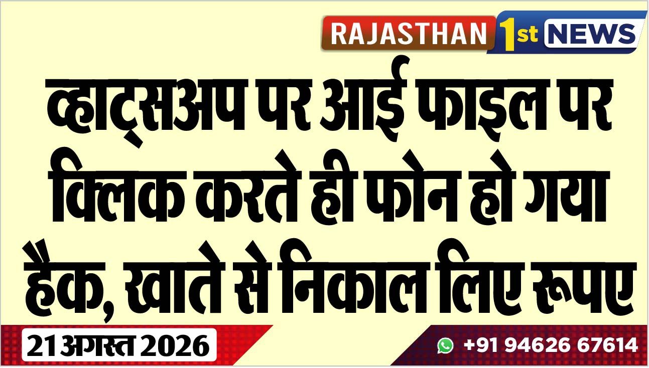 व्हाट्सअप पर आई फाइल पर क्लिक करते ही फोन हो गया हैक, खाते से निकाल लिए रूपए