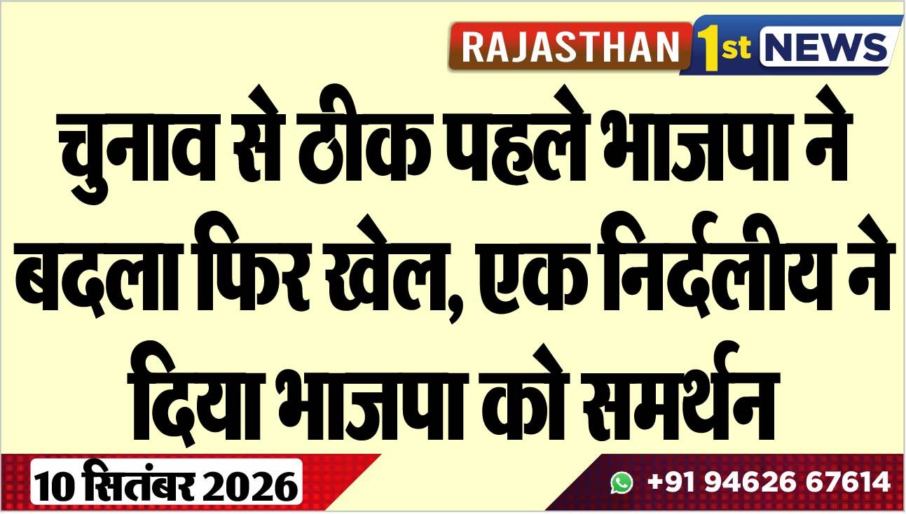 चुनाव से ठीक पहले भाजपा ने बदला फिर खेल, एक निर्दलीय ने दिया भाजपा को समर्थन