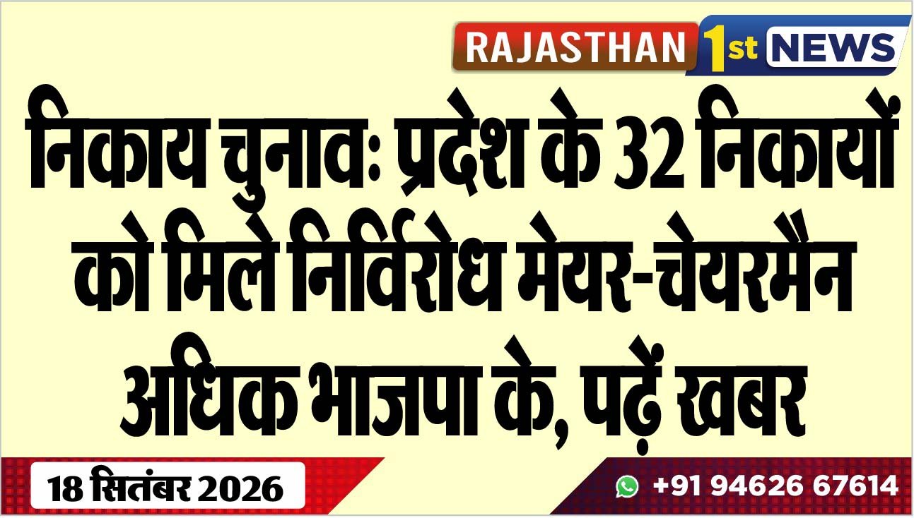 निकाय चुनाव: प्रदेश के 32 निकायों को मिले निर्विरोध मेयर-चेयरमैन, अधिक भाजपा के, पढ़ें खबर