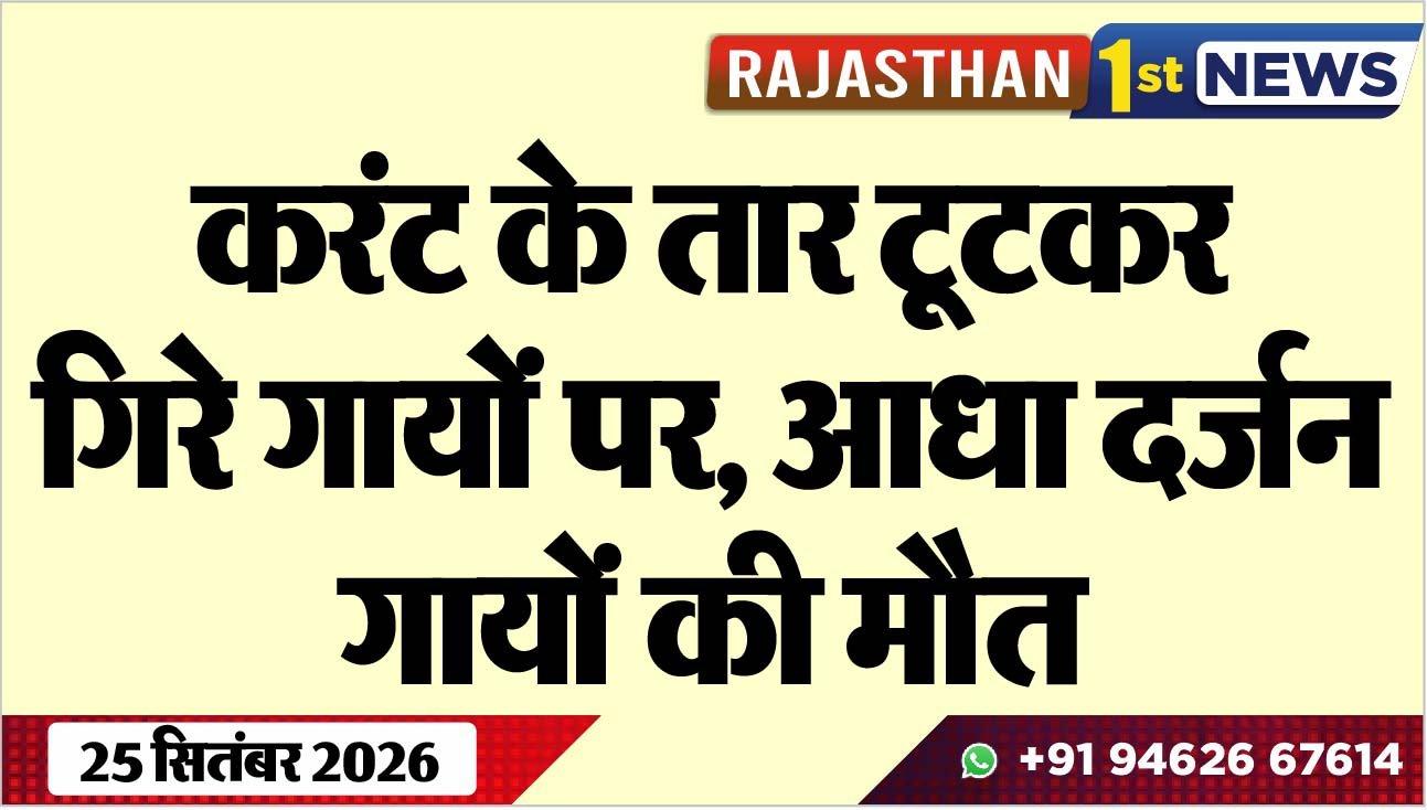 करंट के तार टूटकर गिरे गायों पर, आधा दर्जन गायों की मौत
