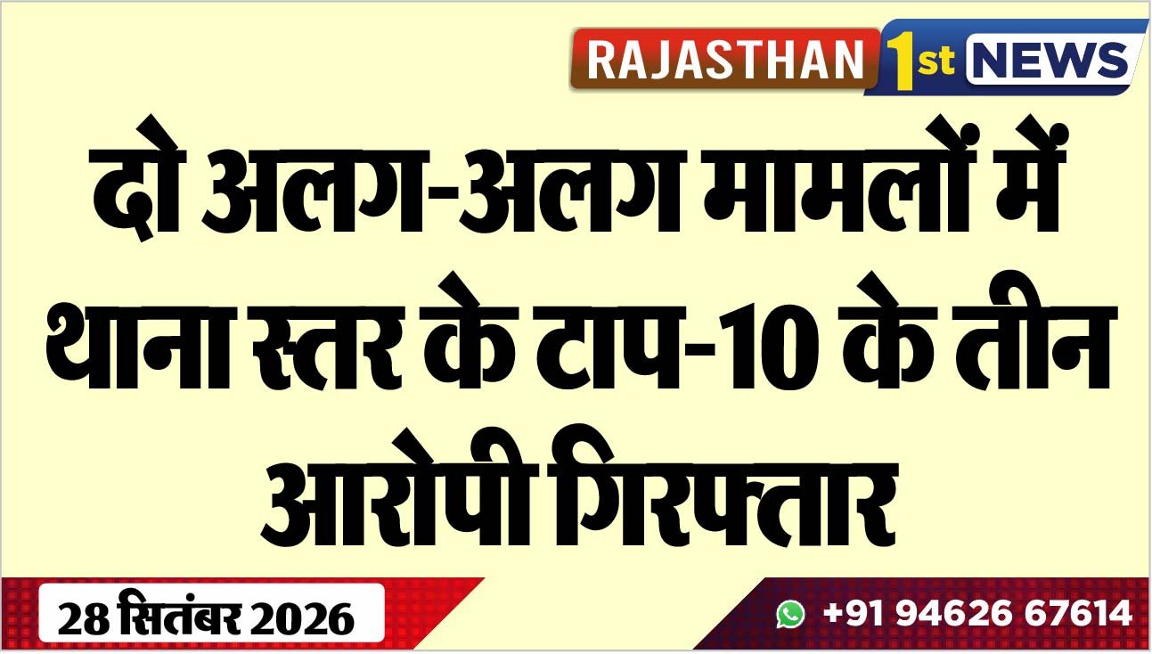 दो अलग-अलग मामलों में थाना स्तर के टाप-10 के तीन आरोपी गिरफ्तार