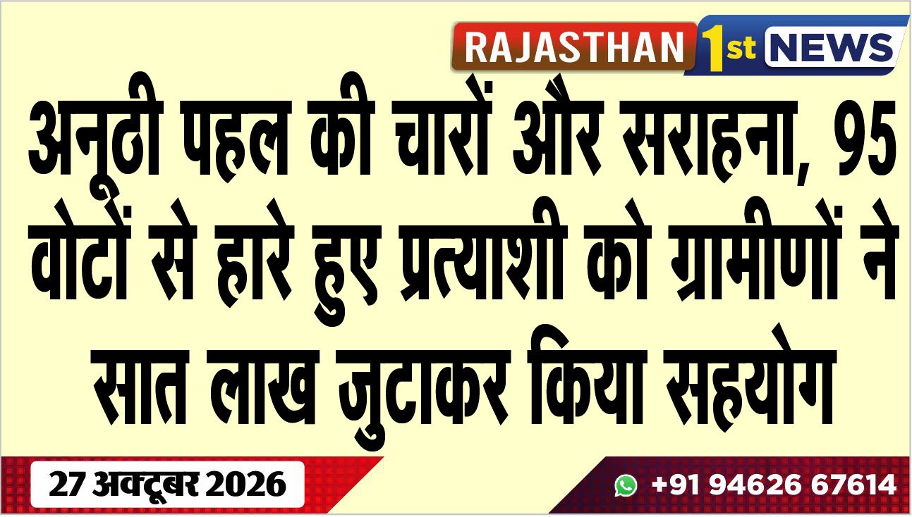 अनूठी पहल की चारों और सराहना, 95 वोटों से हारे हुए प्रत्याशी को ग्रामीणों ने सात लाख जुटाकर किया सहयोग