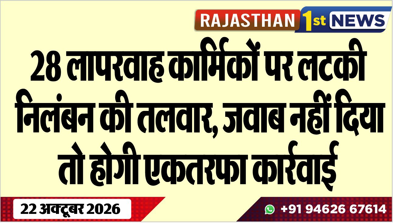 28 लापरवाह कार्मिकों पर लटकी निलंबन की तलवार, जवाब नहीं दिया तो होगी एकतरफा कार्रवाई