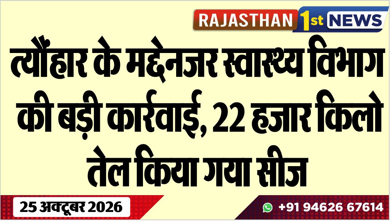 त्यौंहार के मद्देनजर स्वास्थ्य विभाग की बड़ी कार्रवाई, 22 हजार किलो तेल किया गया सीज