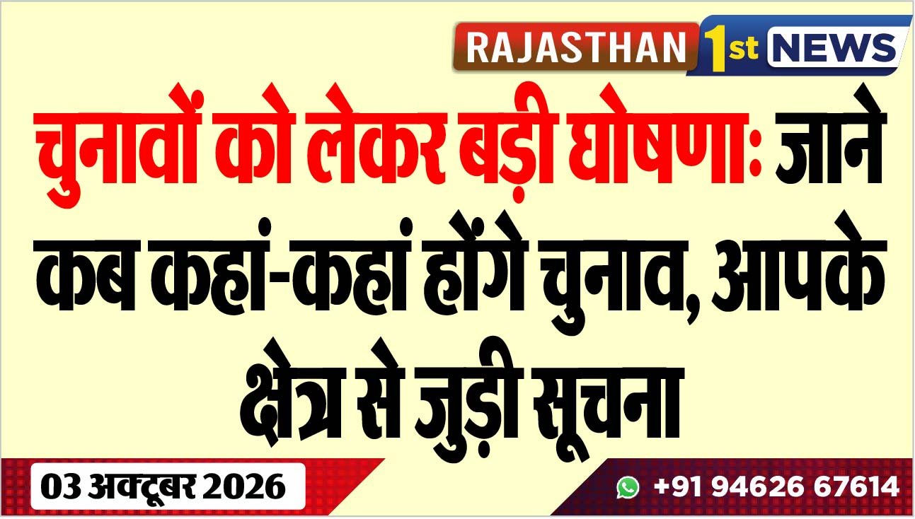 चुनावों को लेकर बड़ी घोषणा: जाने कब कहां-कहां होंगे चुनाव, आपके क्षेत्र से जुड़ी सूचना